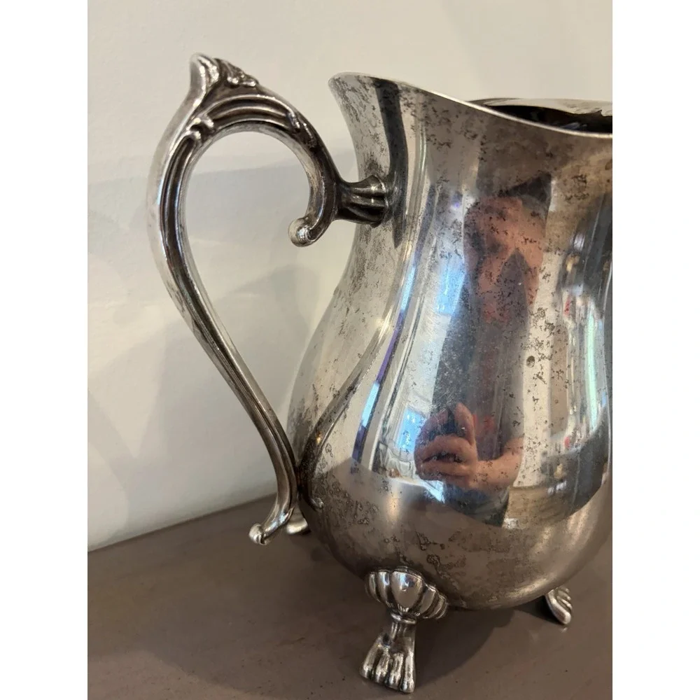 Leonard Silver Plated Pitcher Coffee Tea Pot Footed Antique Ornate fancy elegent